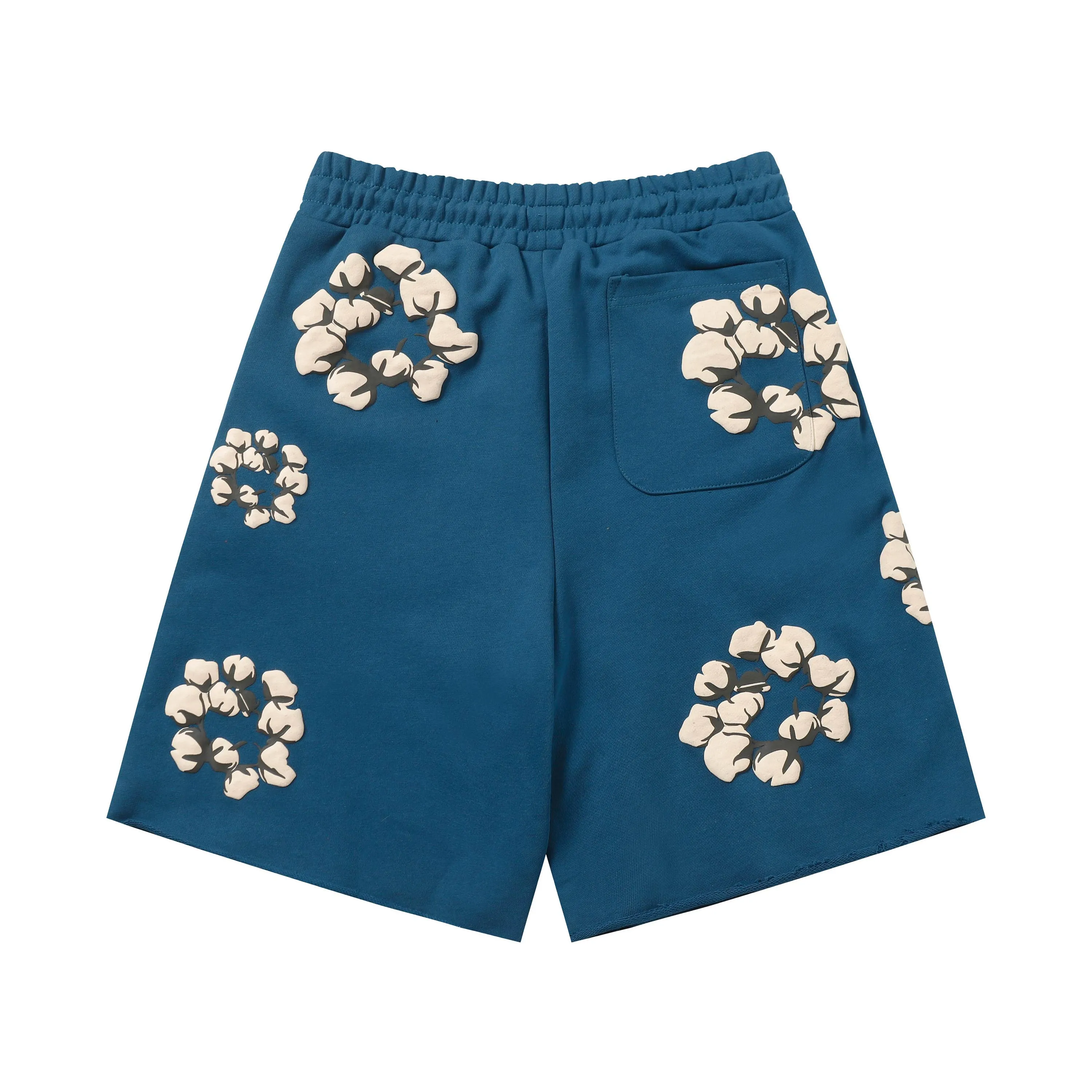 8201# 8 color set DENIM TEARS Kapok European and American trendy brand high quality foam flocking printed shorts Color Black Yellow Green Yellow Gray Royal Blue Pink Peacock Blue Size S-XL